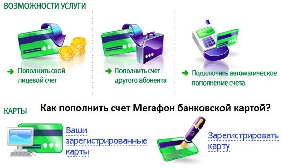 Как пополнить счет Мегафон банковской картой?